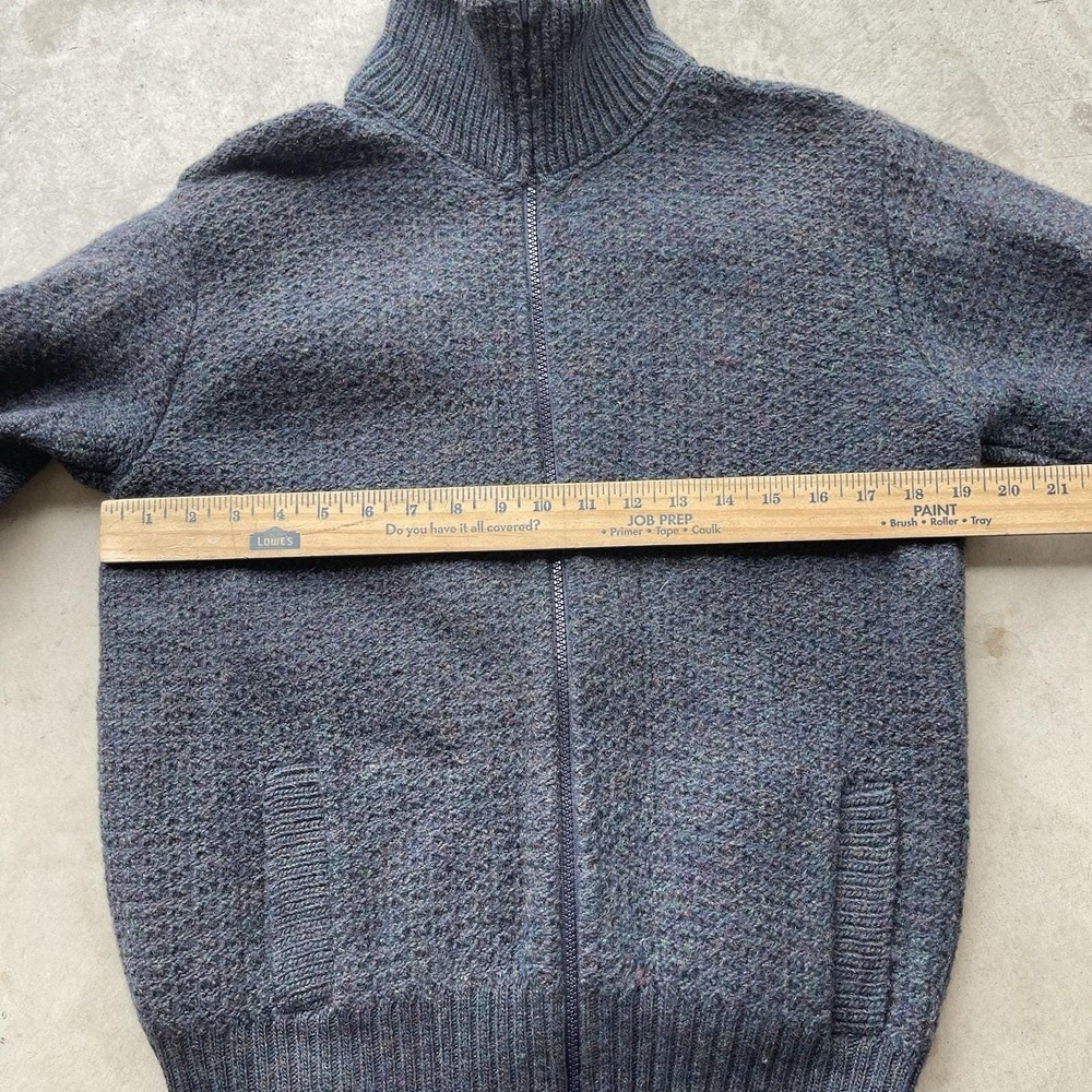 Vintage 80s L.L. Speckled Gray Wool Fisherman Zip Cardigan Sweater Coastal L - Picture 4 of 7